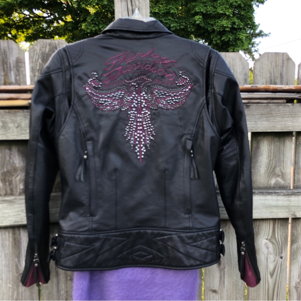 Harley Davidson Women's Starwood Purple Eagle Black Leather Jacket M 97022-15vw